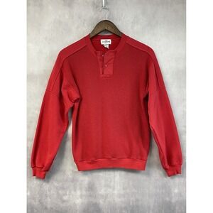 Vintage Jean Michaud Henley Sweatshirt Mens Large Textured Knit Minimal Normcore